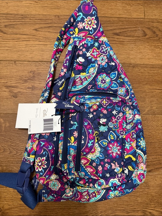 Disney Handbags - Disney Navy Multicolor Quilted Floral Paisley Crossbody Sling Bag